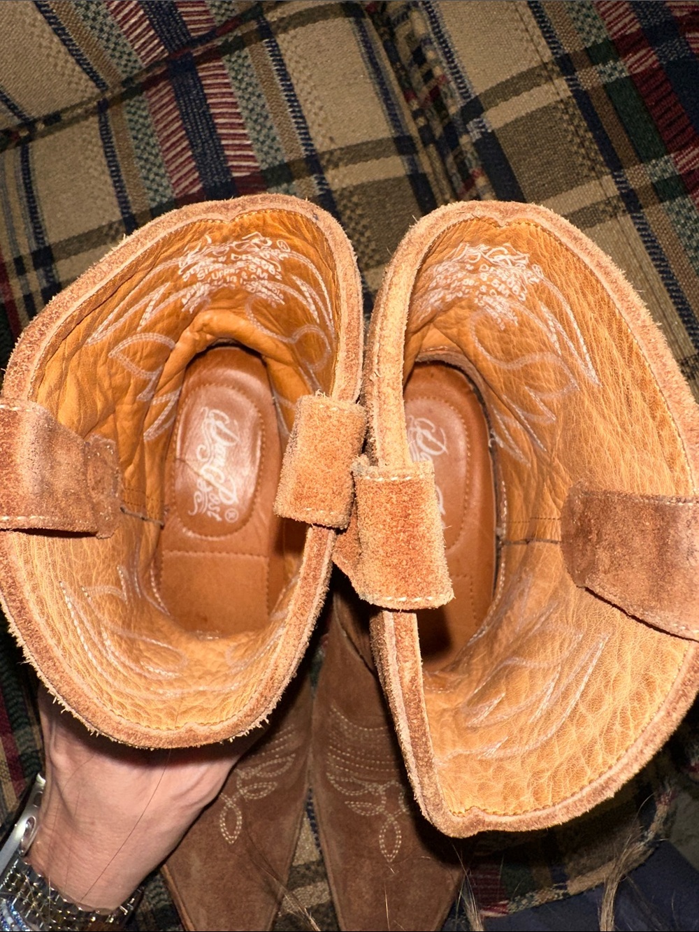 Dan Post Women’s 6.5 Brown Suede Western Cowboy Boots Embroidered Snip Toe - Picture 7 of 9